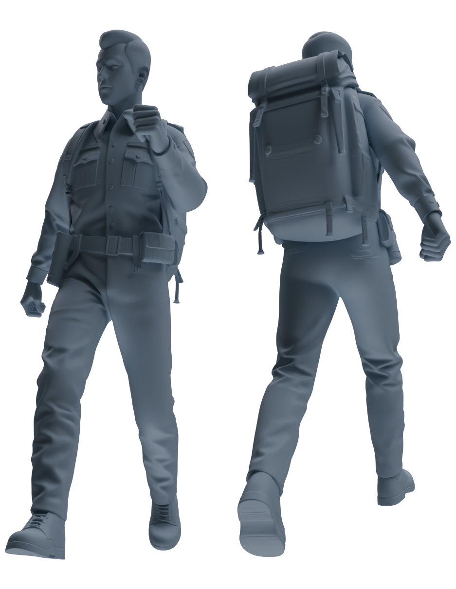 Detail view of MRY-SFW LYGR678 Los Angeles Patrol Police Seven-Person Foot Patrol Group Model
