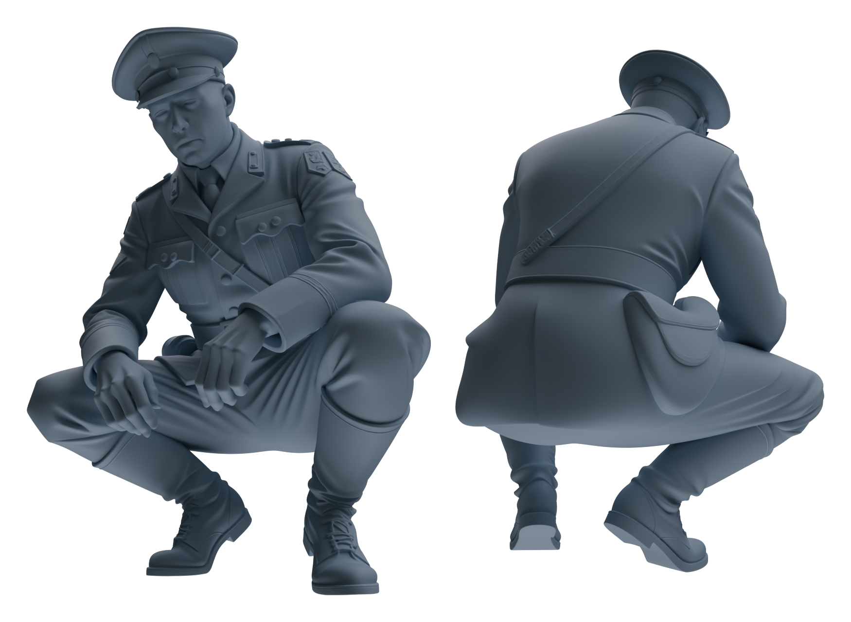 Detail view of MRY-SFW LYGR579 WWII French Army Six-Person Punishment Group Model
