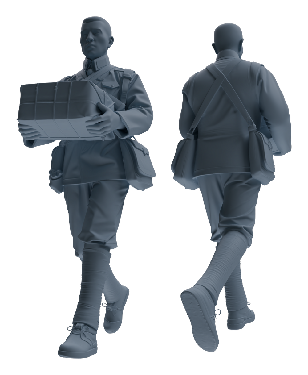 Detail view of MRY-SFW LYGR605 Historical People's Liberation Army Six-Person Carrying Group Model