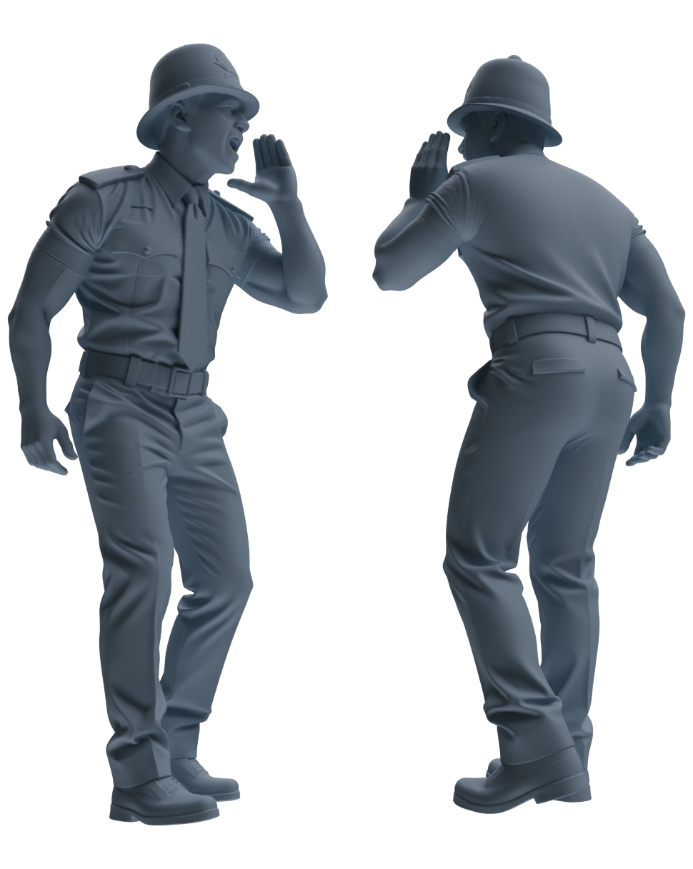 Detail view of MRY-SFW LYGR806 Modern British Police Six-Person Punishment Group Model