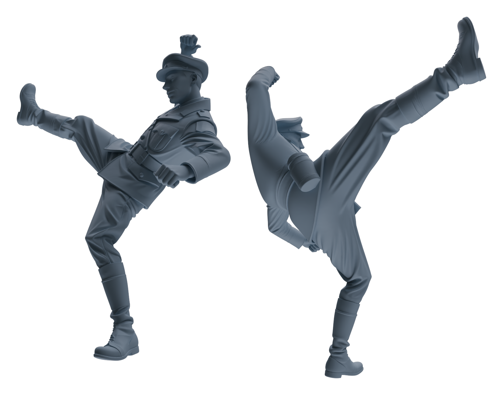 Detail view of MRY-SFW LYGR586 WWII French Army Five-Person Dancing Group Model
