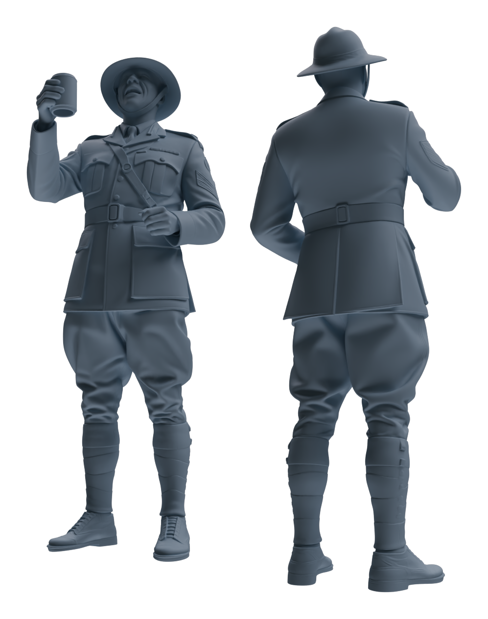 Detail view of MRY-SFW LYGR603 Historical WWII British Army Six-Person Dancing Group Model