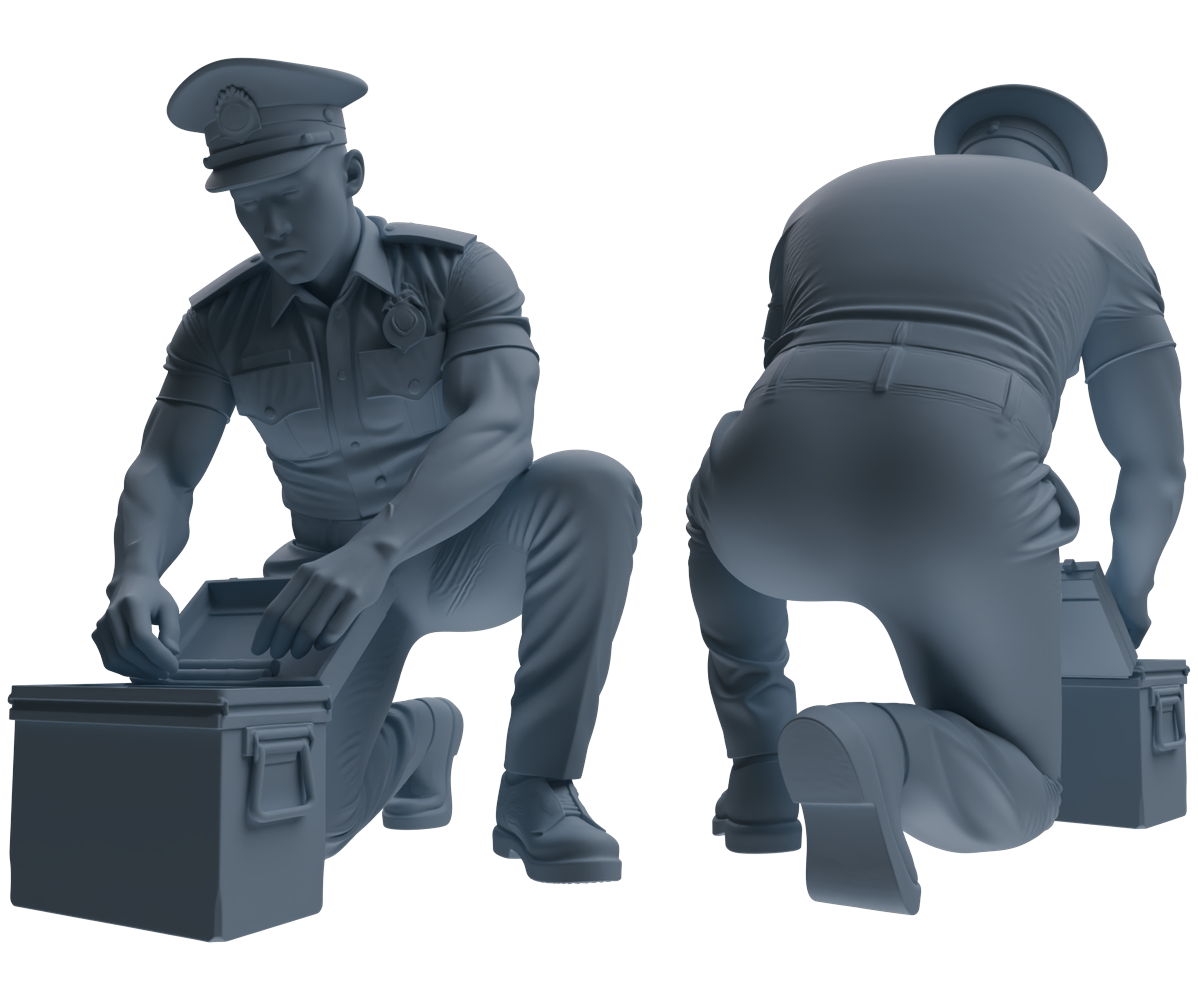 Detail view of MRY-SFW LYGR772 Modern Hong Kong Police Six-Person Combat Readiness Group Model