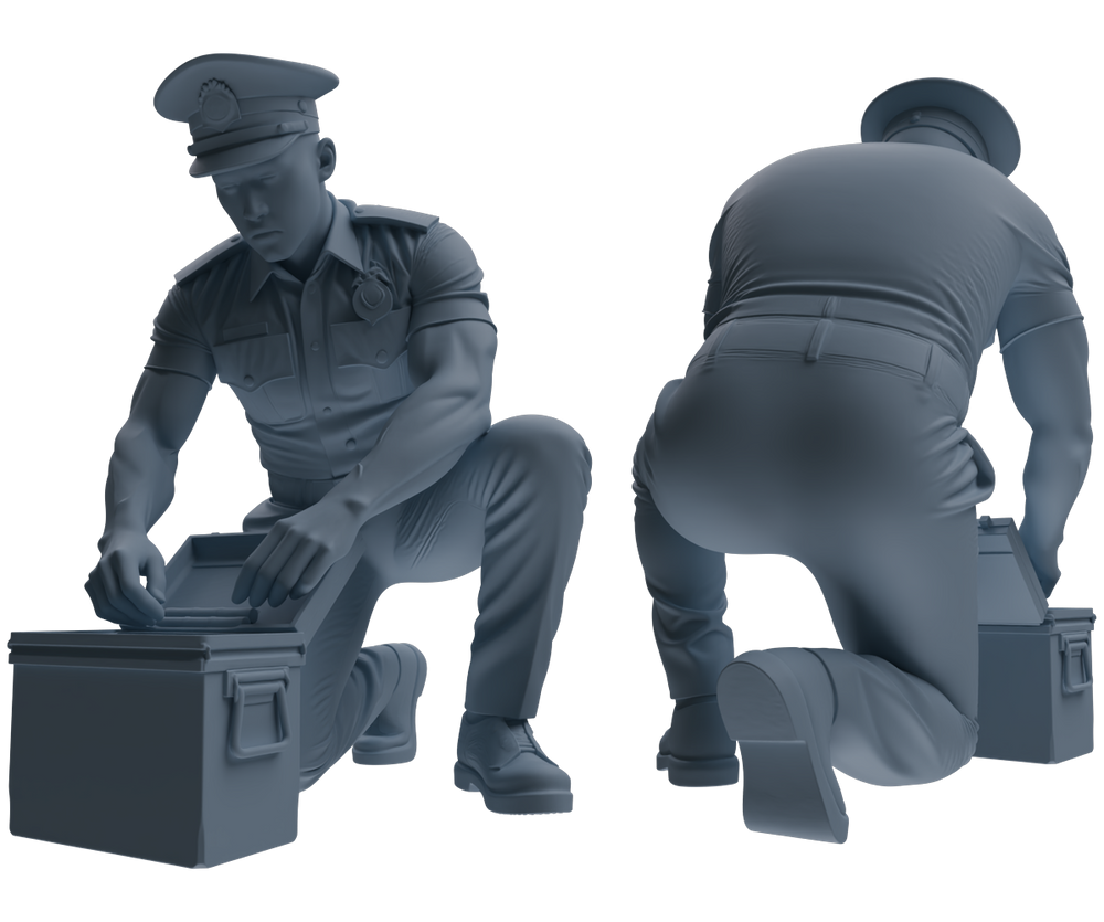 Detail view of MRY-SFW LYGR772 Modern Hong Kong Police Six-Person Combat Readiness Group Model