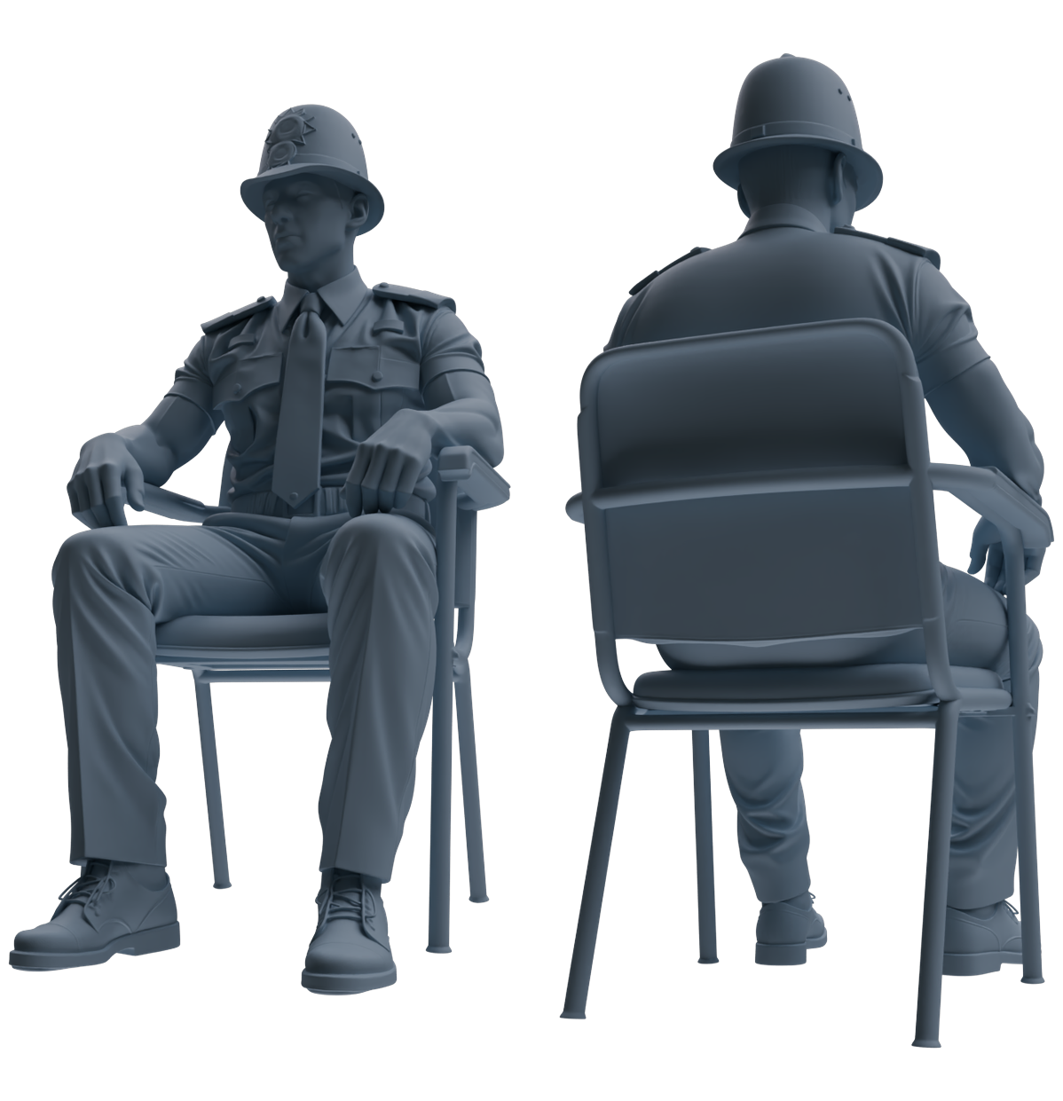 Detail view of MRY-SFW LYGR802 Modern British Police Six-Person Conversation Group Model