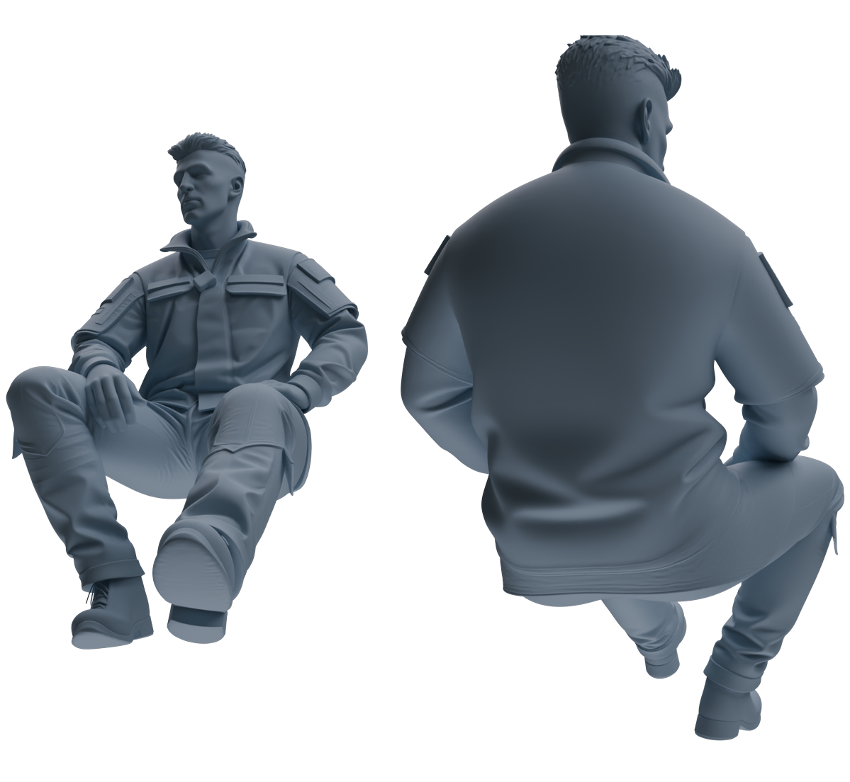 Detail view of MRY-SFW LYGR685 Modern U.S. Military Six-Person Talking Group Model