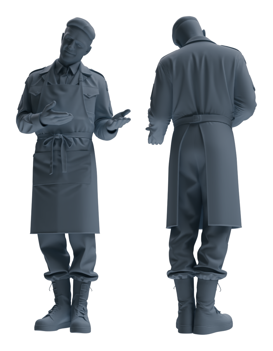Detail view of MRY-SFW LYGR592 Historical WWII U.S. Army Seven-Person Mess Hall Group Model