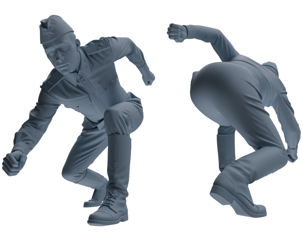 Detail view of MRY-SFW LYGR726 WWII Soviet Army War Scene Six-Person Combat Group Model