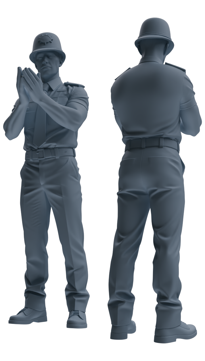 Detail view of MRY-SFW LYGR801 Modern British Police Six-Person Singing Group Model