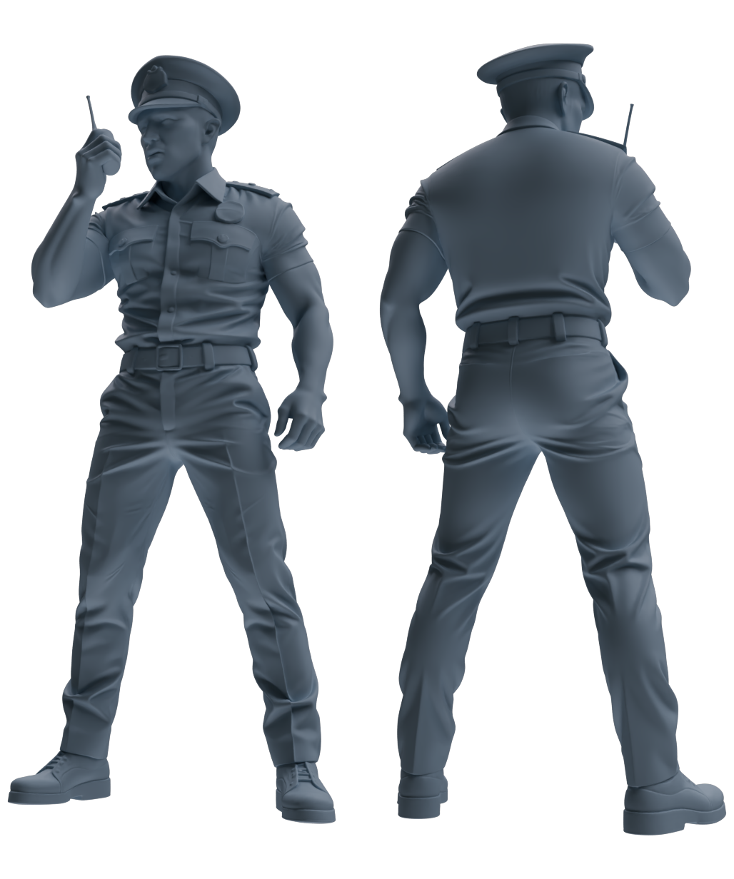Detail view of MRY-SFW LYGR773 Modern Hong Kong Police Seven-Person Blocking Group Model