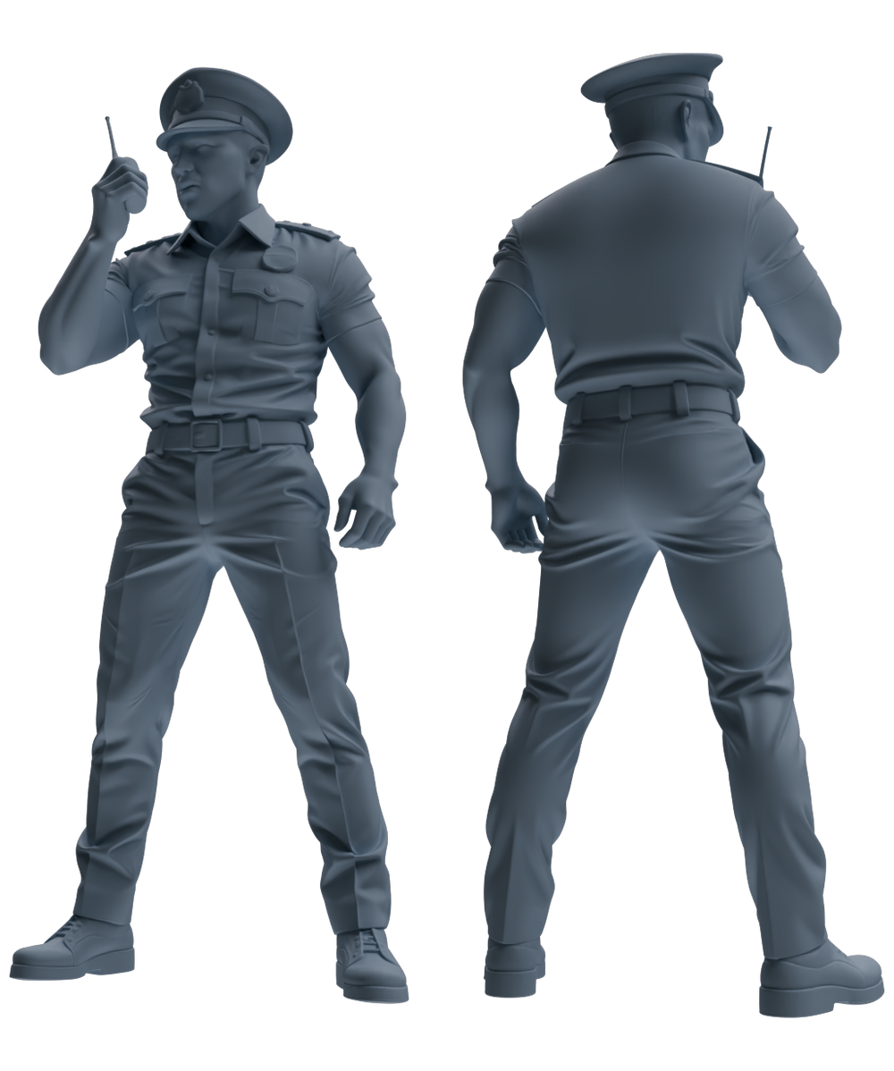 Detail view of MRY-SFW LYGR773 Modern Hong Kong Police Seven-Person Blocking Group Model