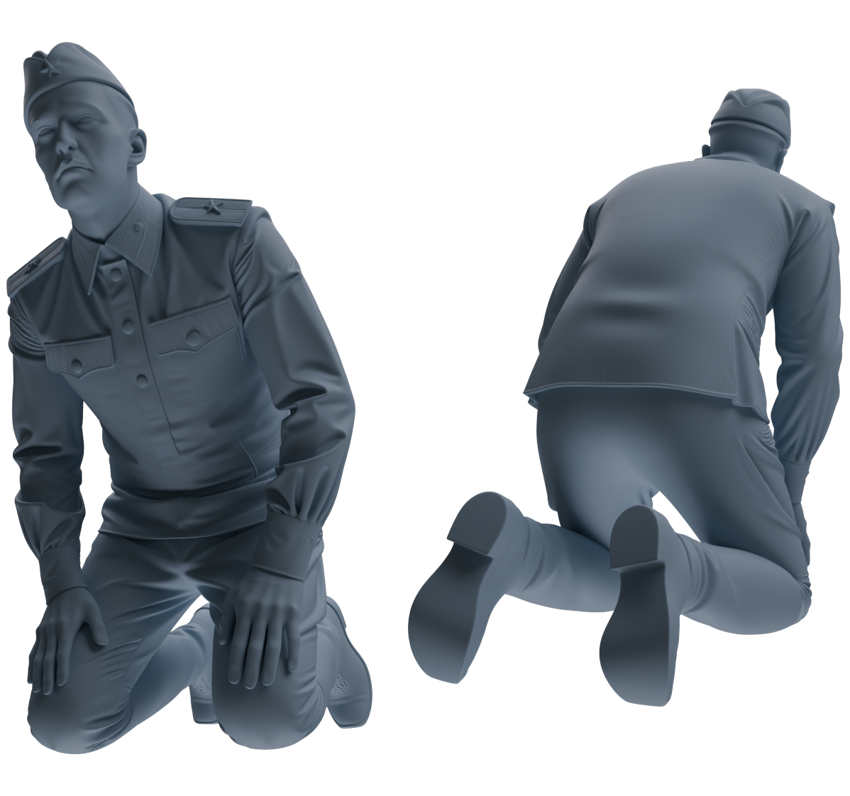 Detail view of MRY-SFW LYGR730 WWII Soviet Army War Scene Six-Person Criticism Group Model