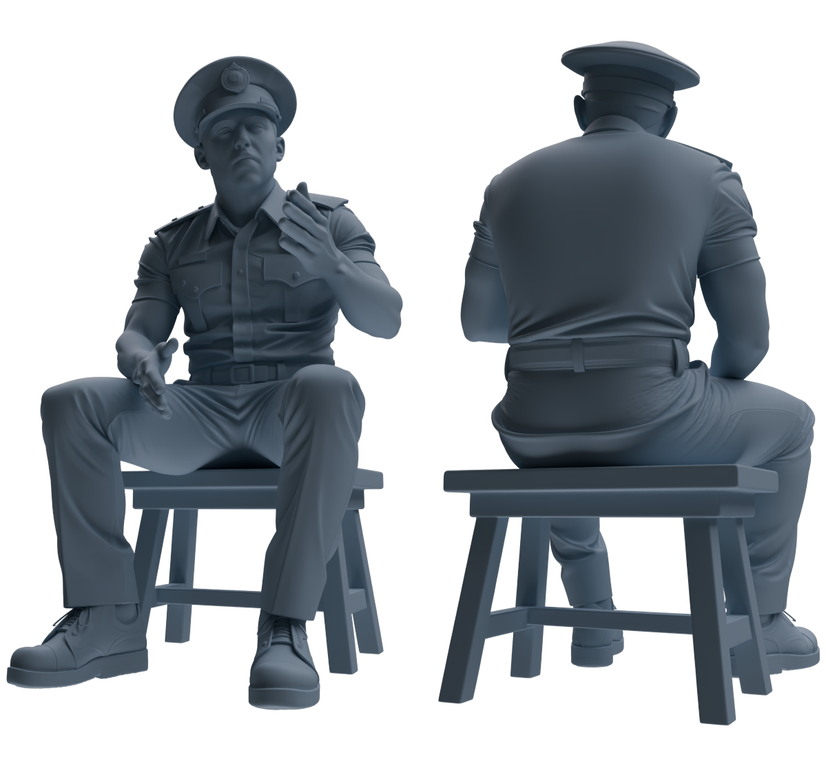 Detail view of MRY-SFW LYGR768 Modern Hong Kong Police Six-Person Discussion Group Model