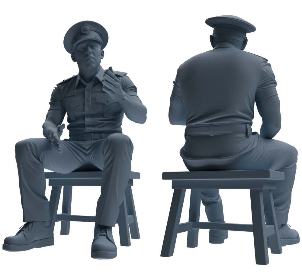 Detail view of MRY-SFW LYGR768 Modern Hong Kong Police Six-Person Discussion Group Model