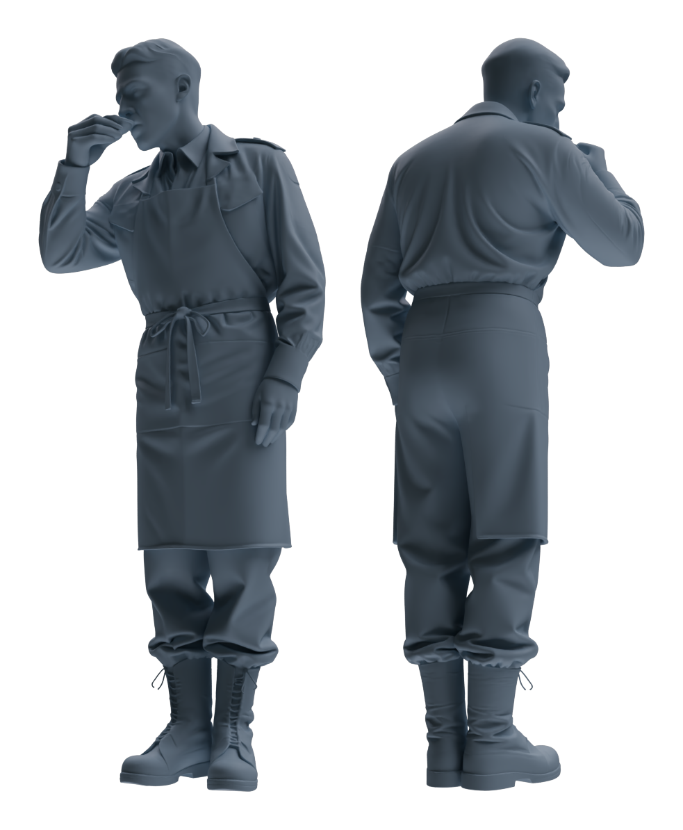Detail view of MRY-SFW LYGR597 Historical WWII U.S. Army Six-Person Cooking Group Model