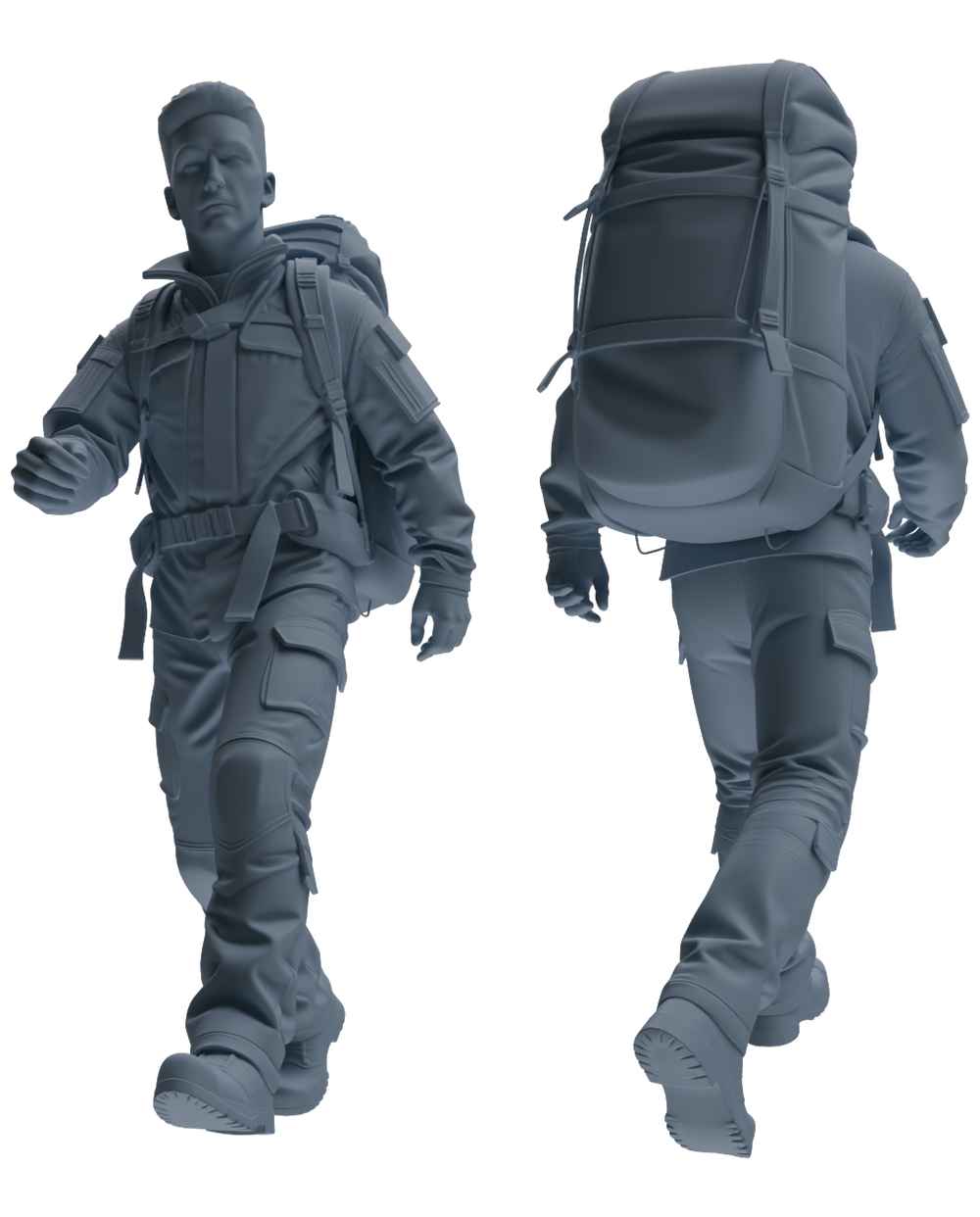 Detail view of MRY-SFW LYGR693 Modern U.S. Military Six-Person Hiking Group Model