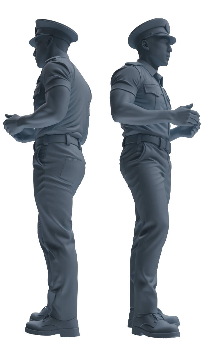 Detail view of MRY-SFW LYGR766 Modern Hong Kong Police Six-Person Daily Routine Model