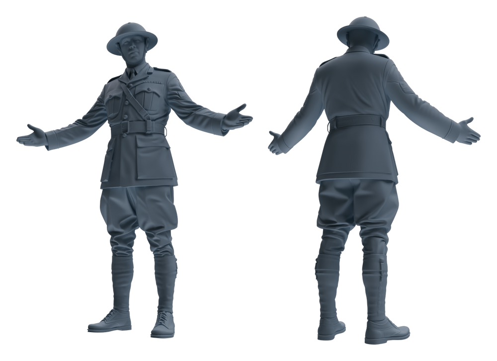 Detail view of MRY-SFW LYGR599 Historical WWII British Army Six-Person Daily Routine Model