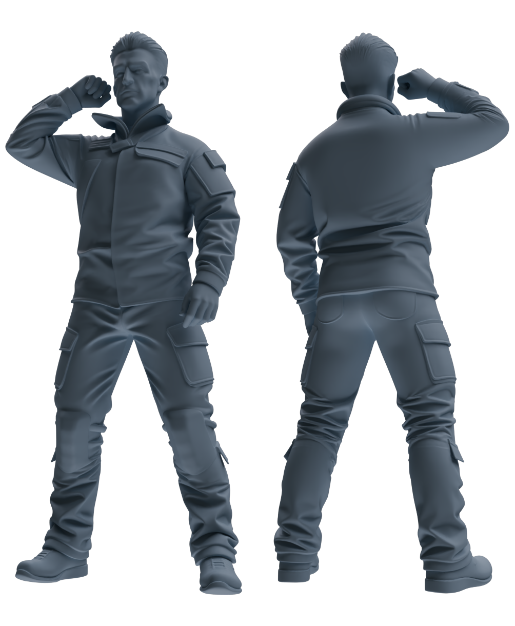 Detail view of MRY-SFW LYGR694 Modern U.S. Military Six-Person Saluting Group Model
