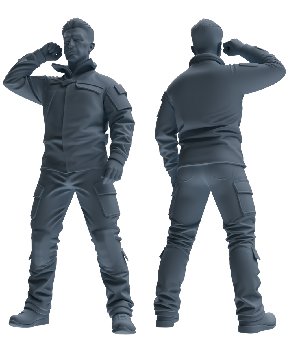 Detail view of MRY-SFW LYGR694 Modern U.S. Military Six-Person Saluting Group Model