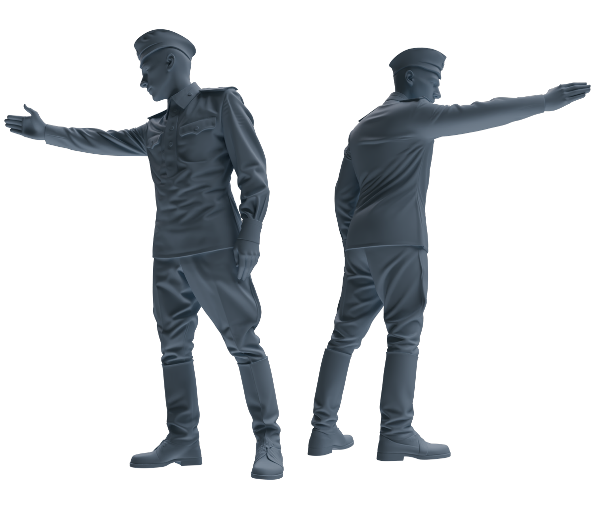 Detail view of MRY-SFW LYGR731 WWII Soviet Army War Scene Six-Person Daily Routine Group Model