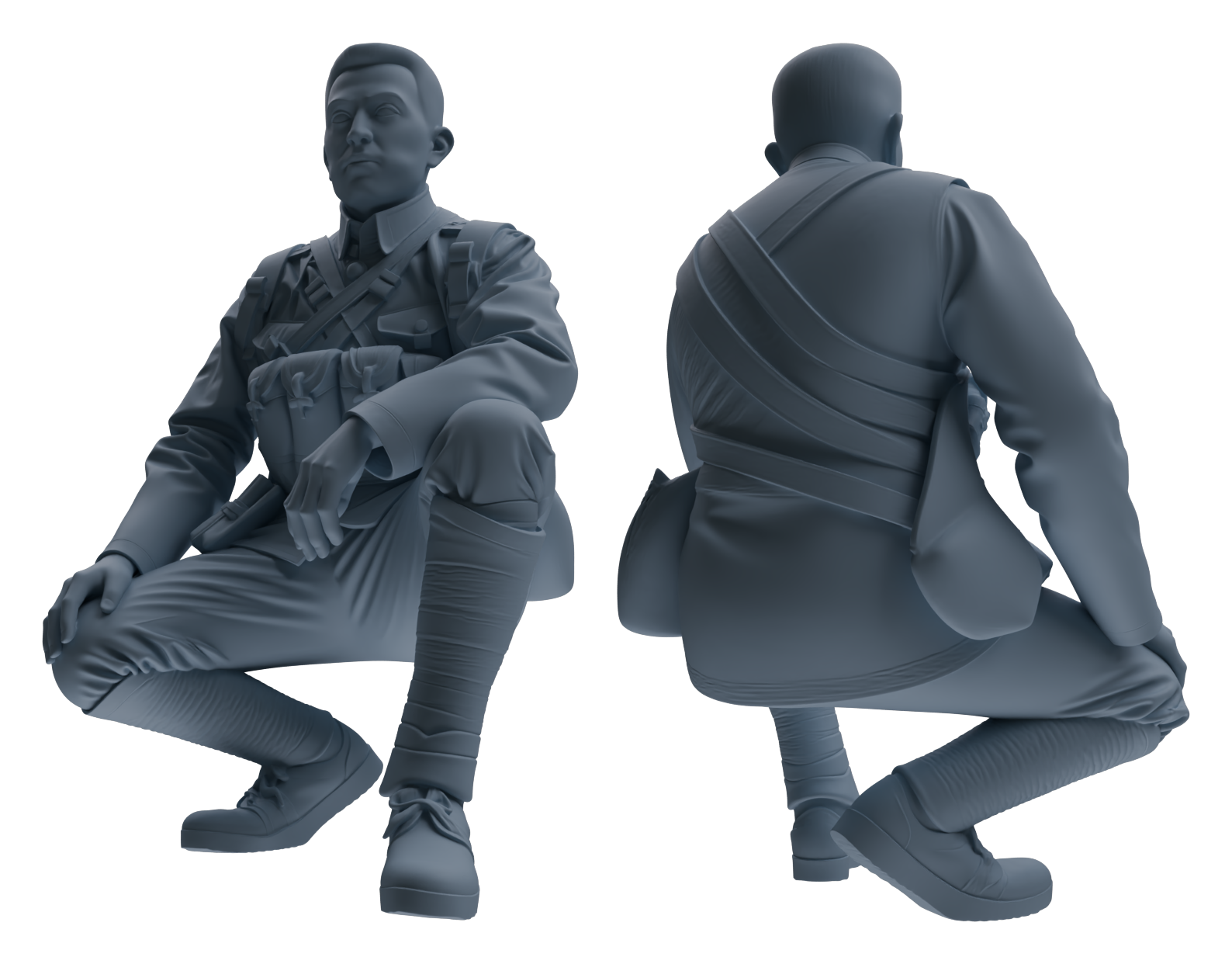Detail view of MRY-SFW LYGR607 Historical People's Liberation Army Six-Person Daily Routine 2 Model