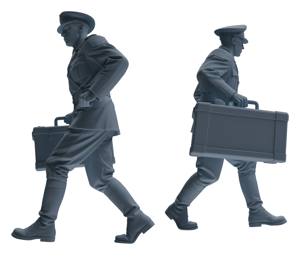 Detail view of MRY-SFW LYGR578 WWII French Army Five-Person Carrying Group Model
