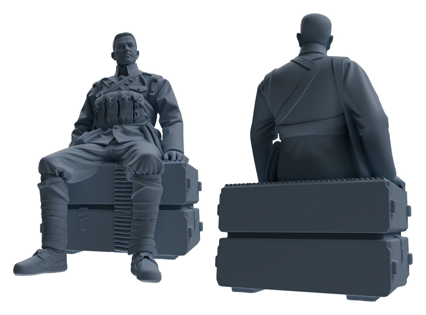 Detail view of MRY-SFW LYGR608 Historical People's Liberation Army Seven-Person Rest Group Model