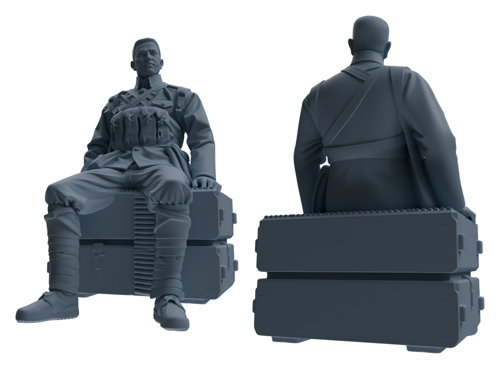 Detail view of MRY-SFW LYGR608 Historical People's Liberation Army Seven-Person Rest Group Model
