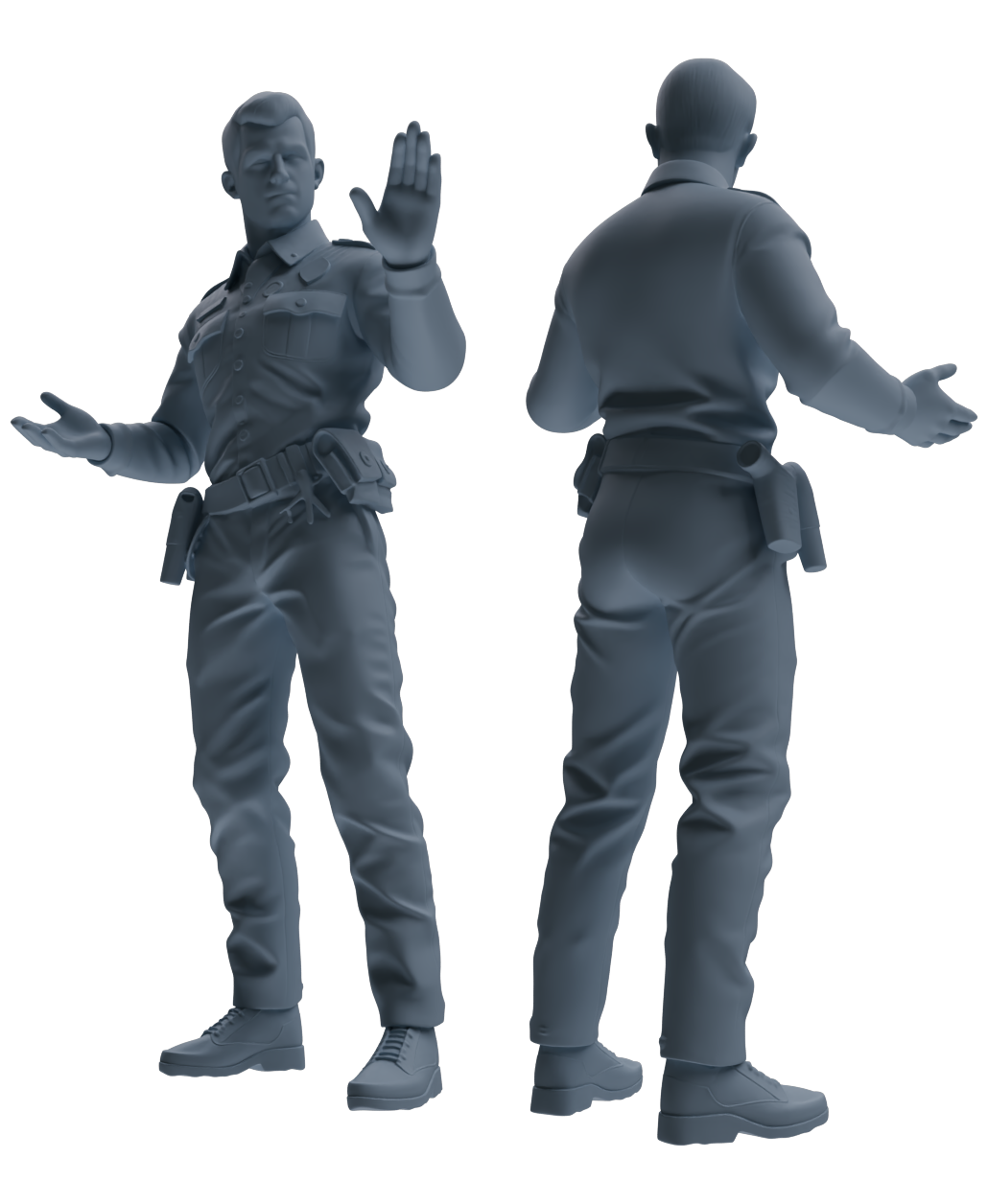 Detail view of MRY-SFW LYGR680 Los Angeles Patrol Police Six-Person Training Group Model