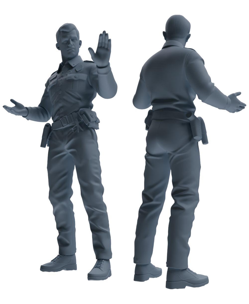Detail view of MRY-SFW LYGR680 Los Angeles Patrol Police Six-Person Training Group Model