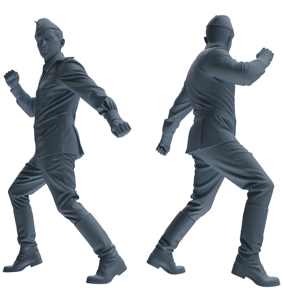 Detail view of MRY-SFW LYGR733 WWII Soviet Army War Scene Six-Person Dancing Group Model