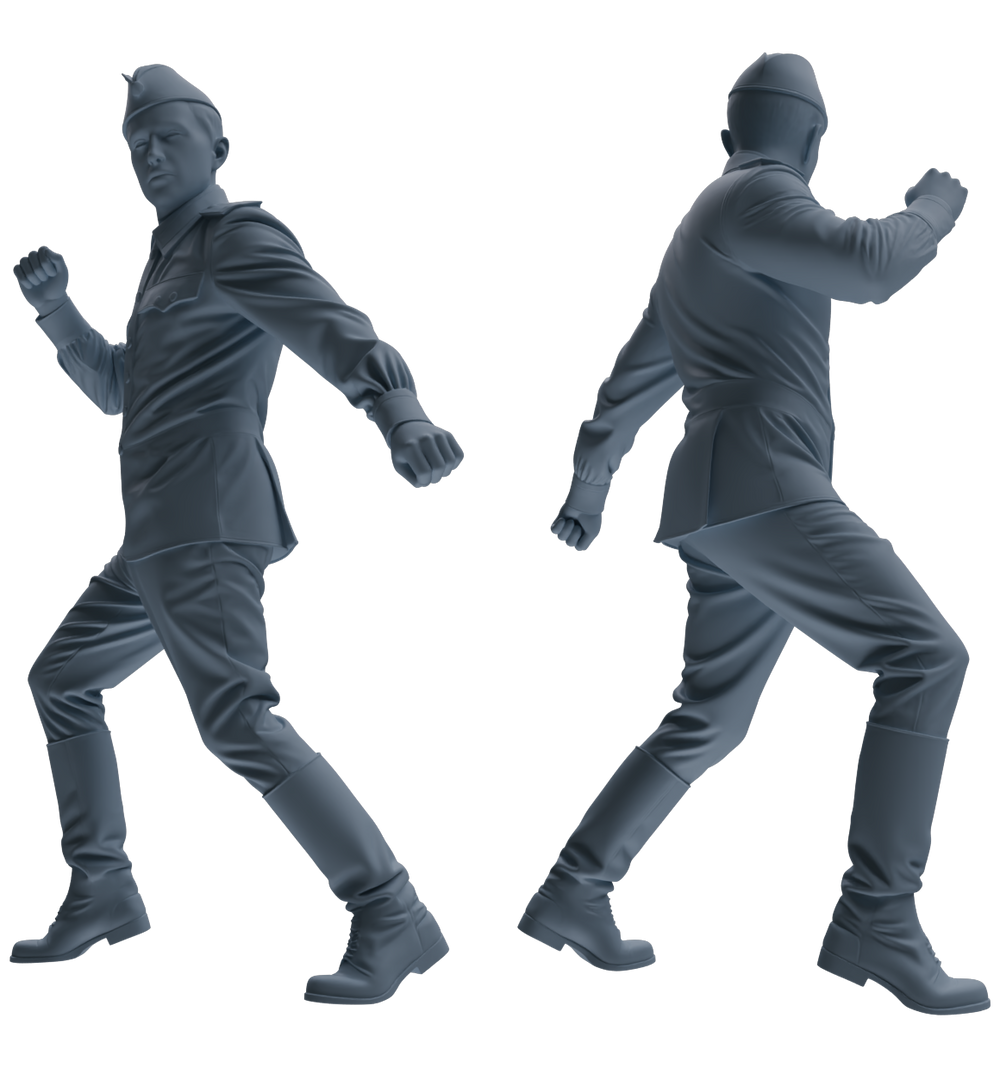 Detail view of MRY-SFW LYGR733 WWII Soviet Army War Scene Six-Person Dancing Group Model