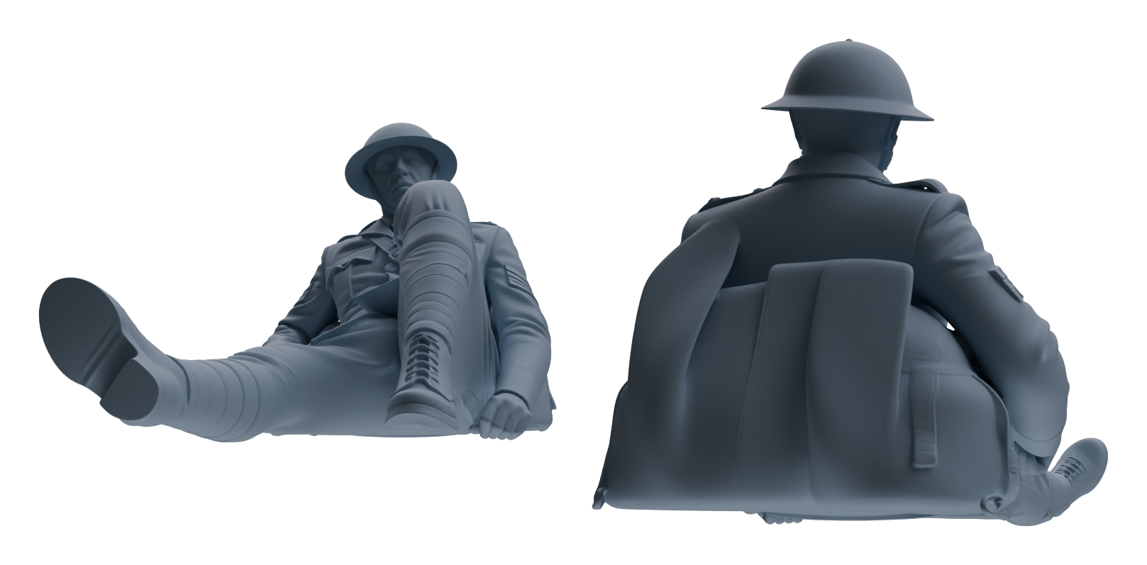 Detail view of MRY-SFW LYGR601 Historical WWII British Army Seven-Person Rest Group Model