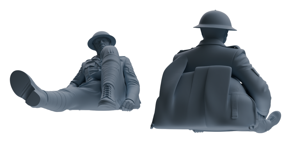 Detail view of MRY-SFW LYGR601 Historical WWII British Army Seven-Person Rest Group Model