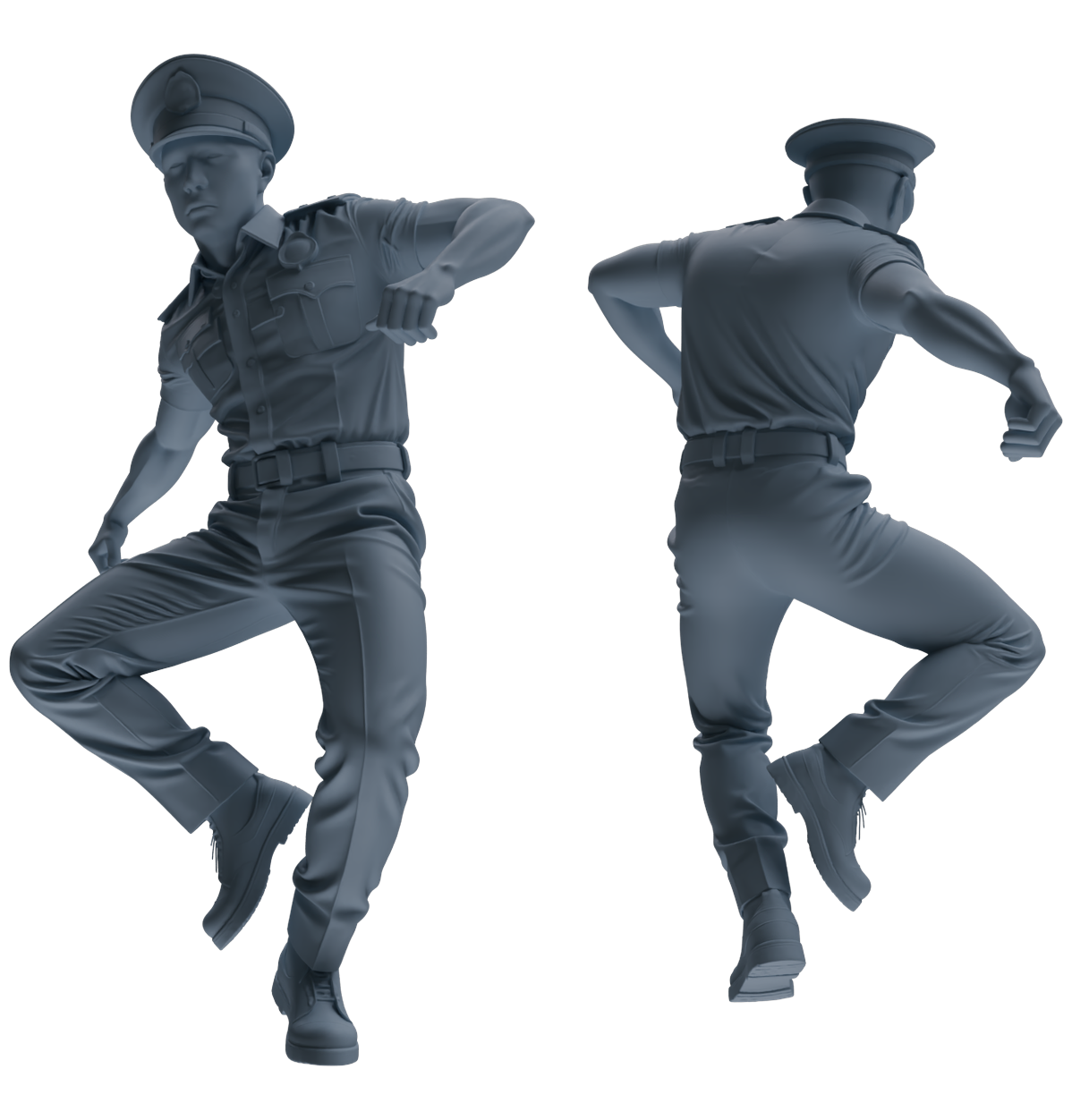 Detail view of MRY-SFW LYGR769 Modern Hong Kong Police Six-Person Dancing Group Model