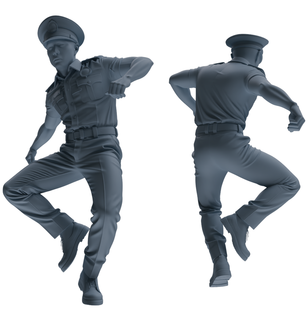 Detail view of MRY-SFW LYGR769 Modern Hong Kong Police Six-Person Dancing Group Model