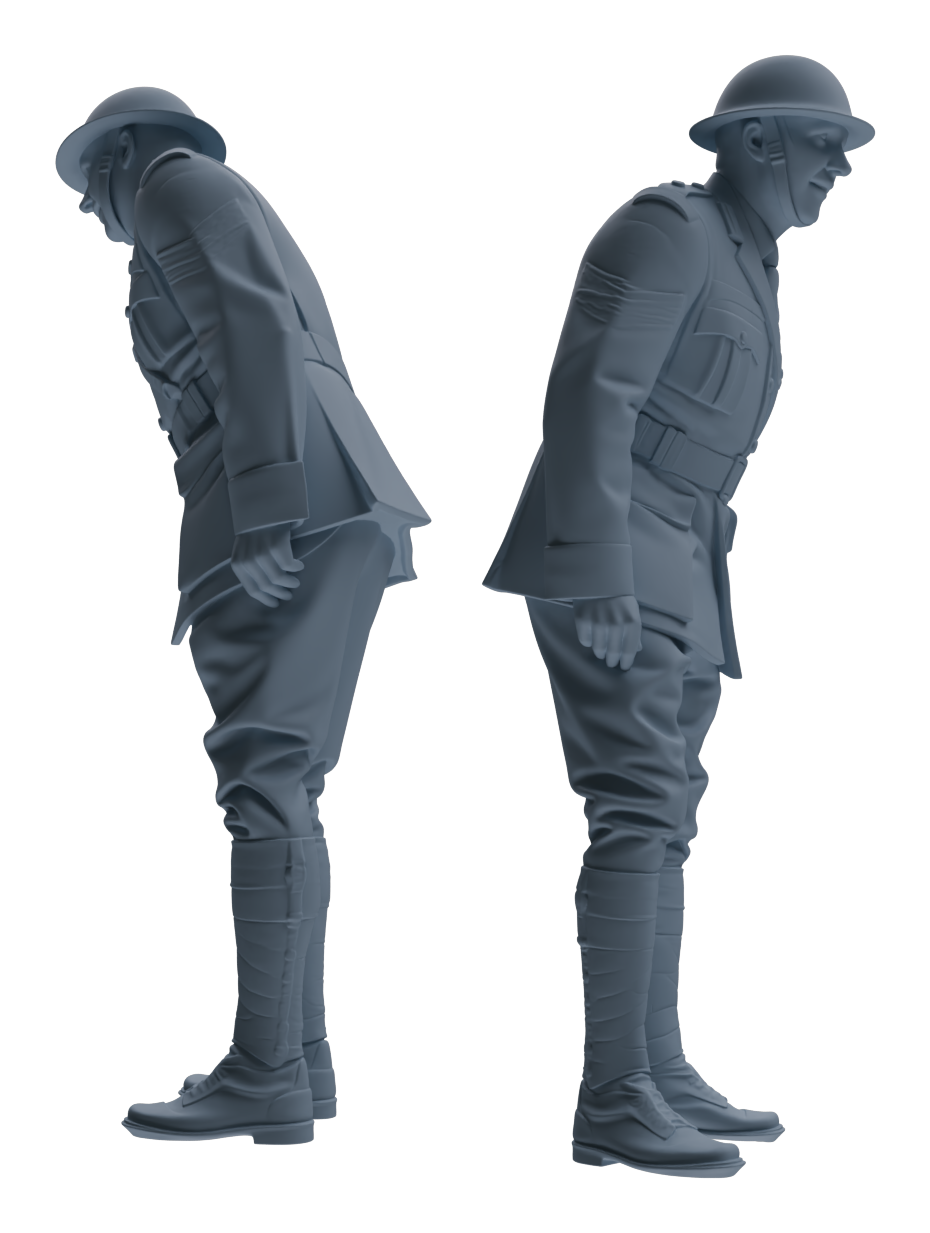 Detail view of MRY-SFW LYGR600 Historical WWII British Army Six-Person Daily Routine 2 Model