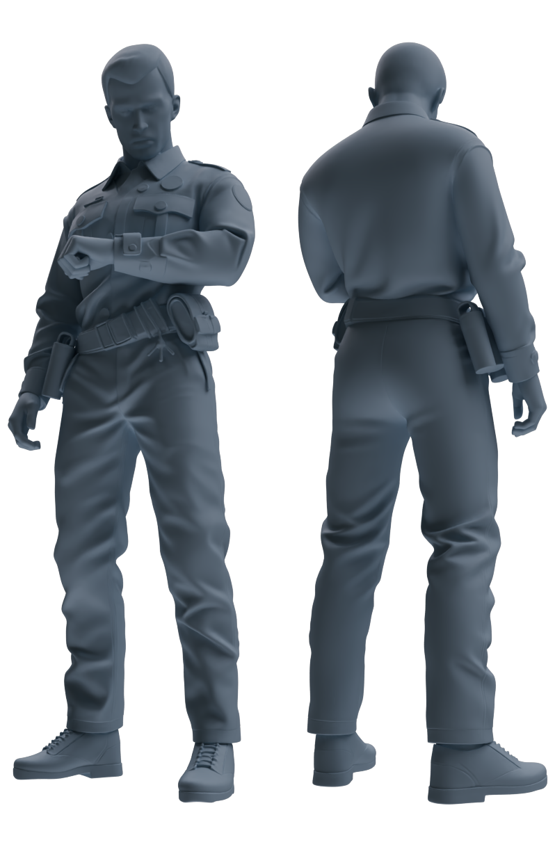 Detail view of MRY-SFW LYGR676 Los Angeles Patrol Police Seven-Person Daily Routine 3 Model