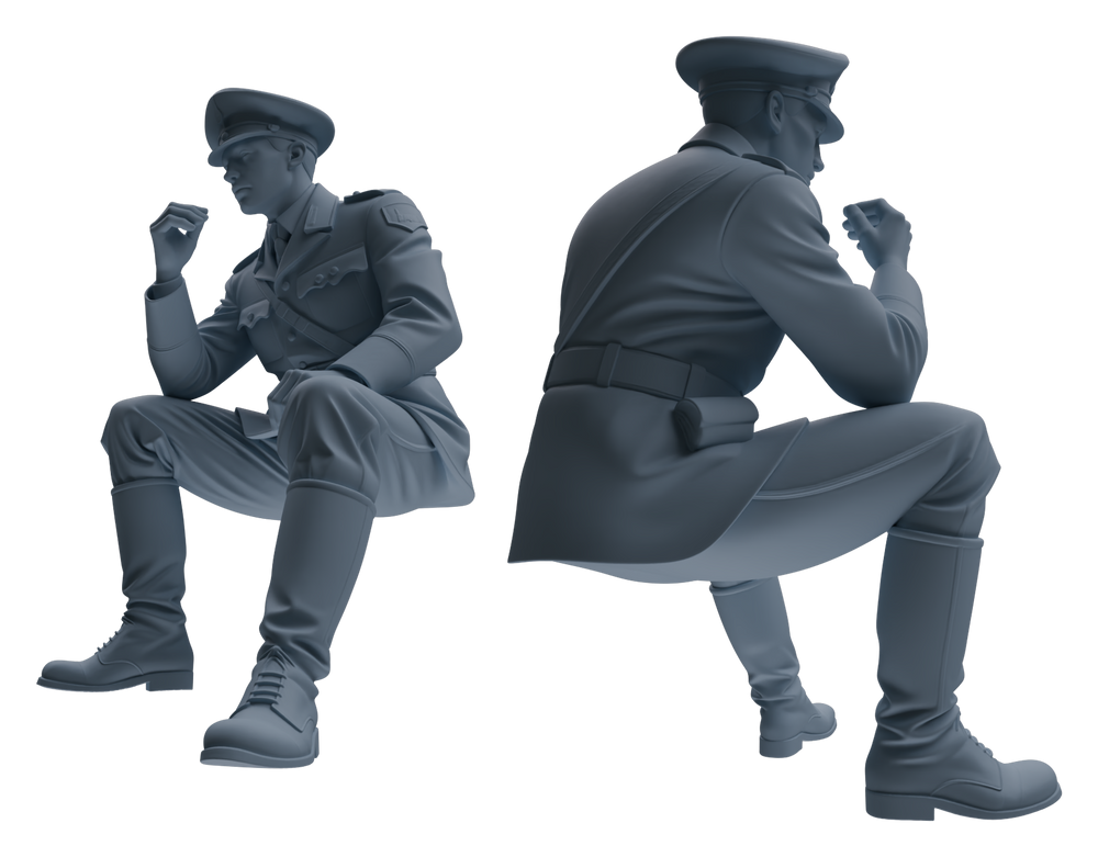 Detail view of MRY-SFW LYGR581 WWII French Army Seven-Person Eating Group Model