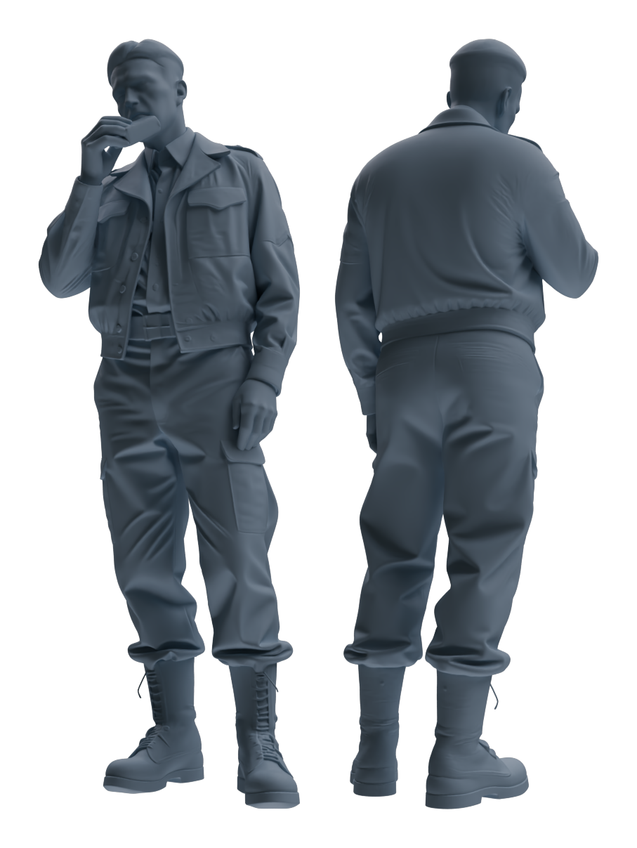 Detail view of MRY-SFW LYGR593 Historical WWII U.S. Army Five-Person Dining Group Model