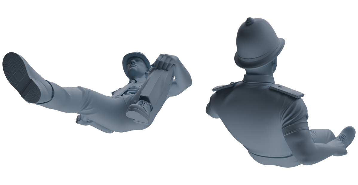 Detail view of MRY-SFW LYGR808 Modern British Police Seven-Person Rest Group Model