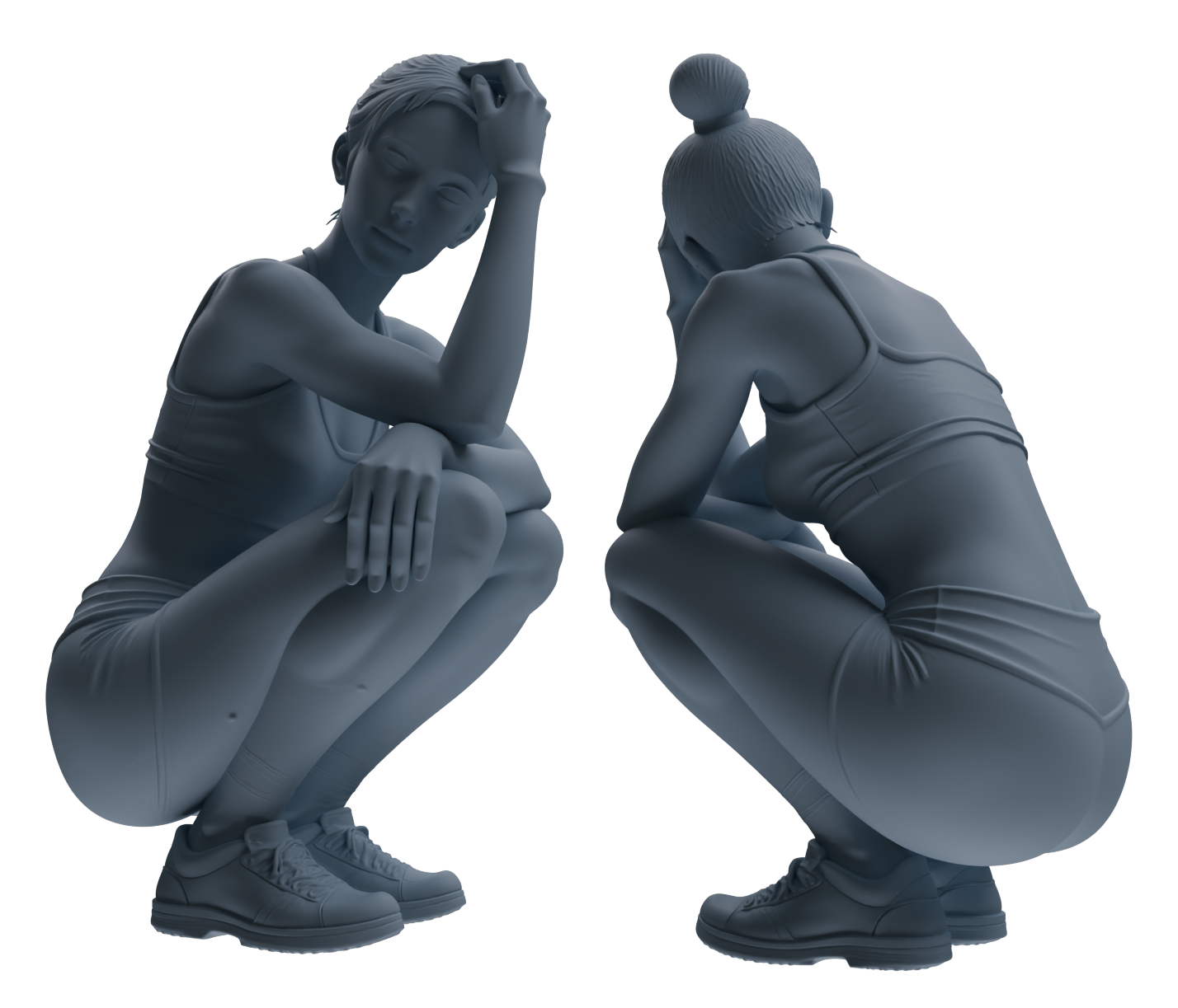 Detail view of MRY-SFW LYTR832 Resting Female Athlete Figure Modern Model 6 pcs Miniature Car Diorama Figures Scene Props Accessories Resin Model