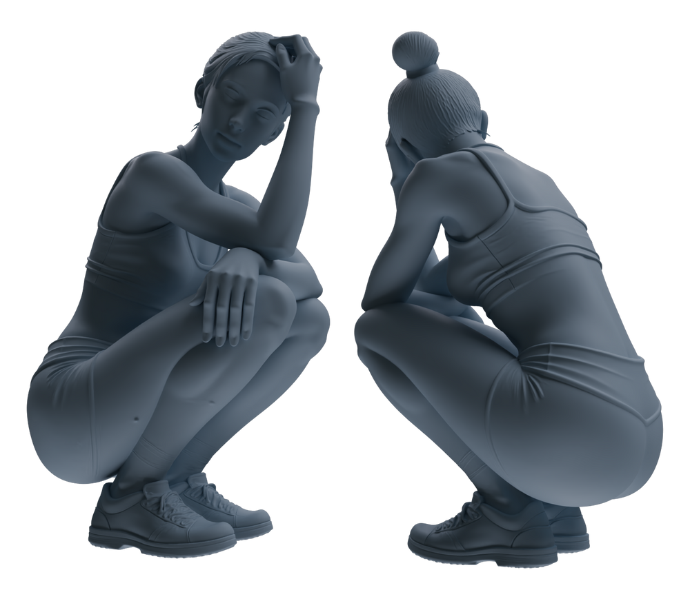 Detail view of MRY-SFW LYTR832 Resting Female Athlete Figure Modern Model 6 pcs Miniature Car Diorama Figures Scene Props Accessories Resin Model