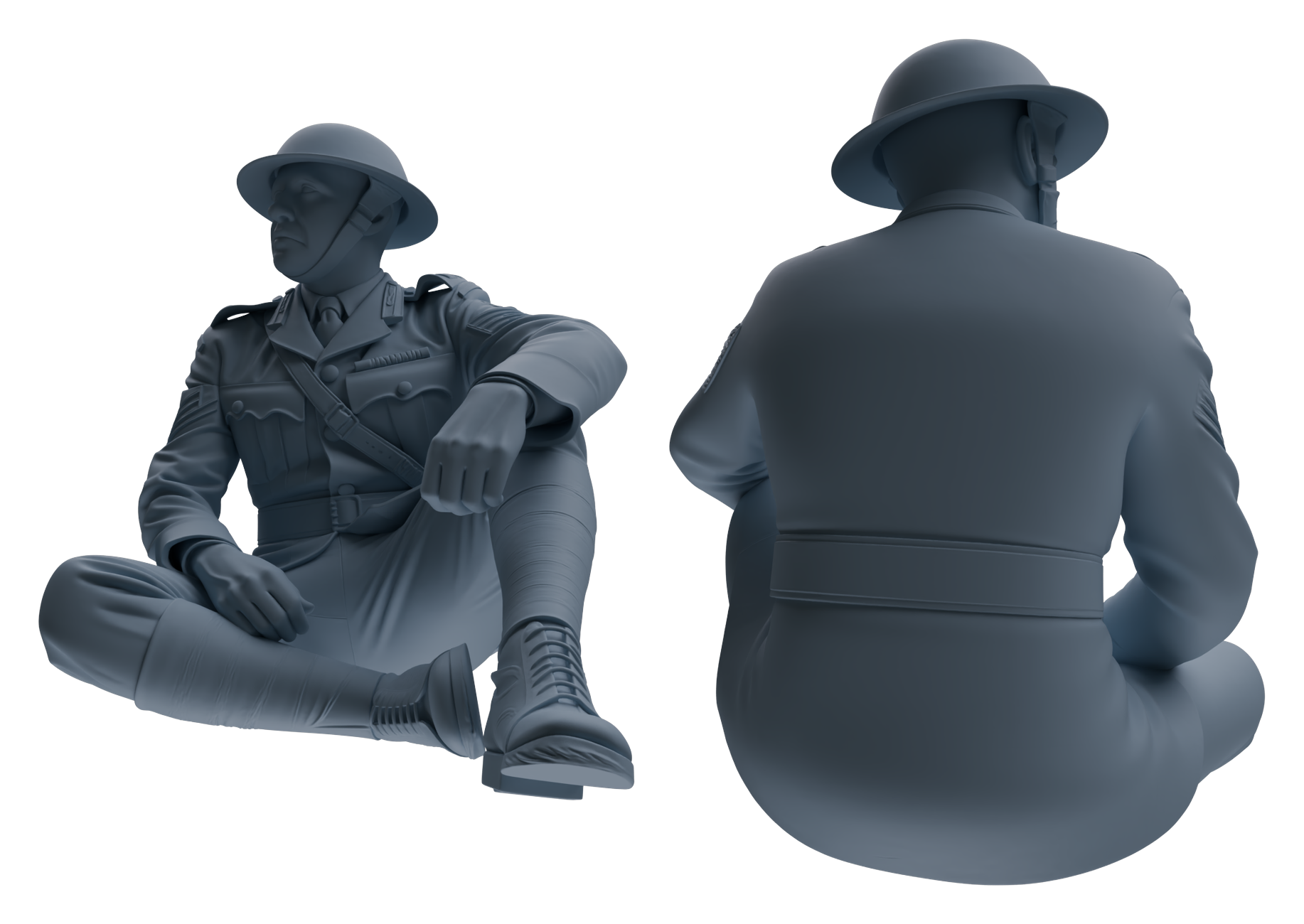 Detail view of MRY-SFW LYGR601 Historical WWII British Army Seven-Person Rest Group Model