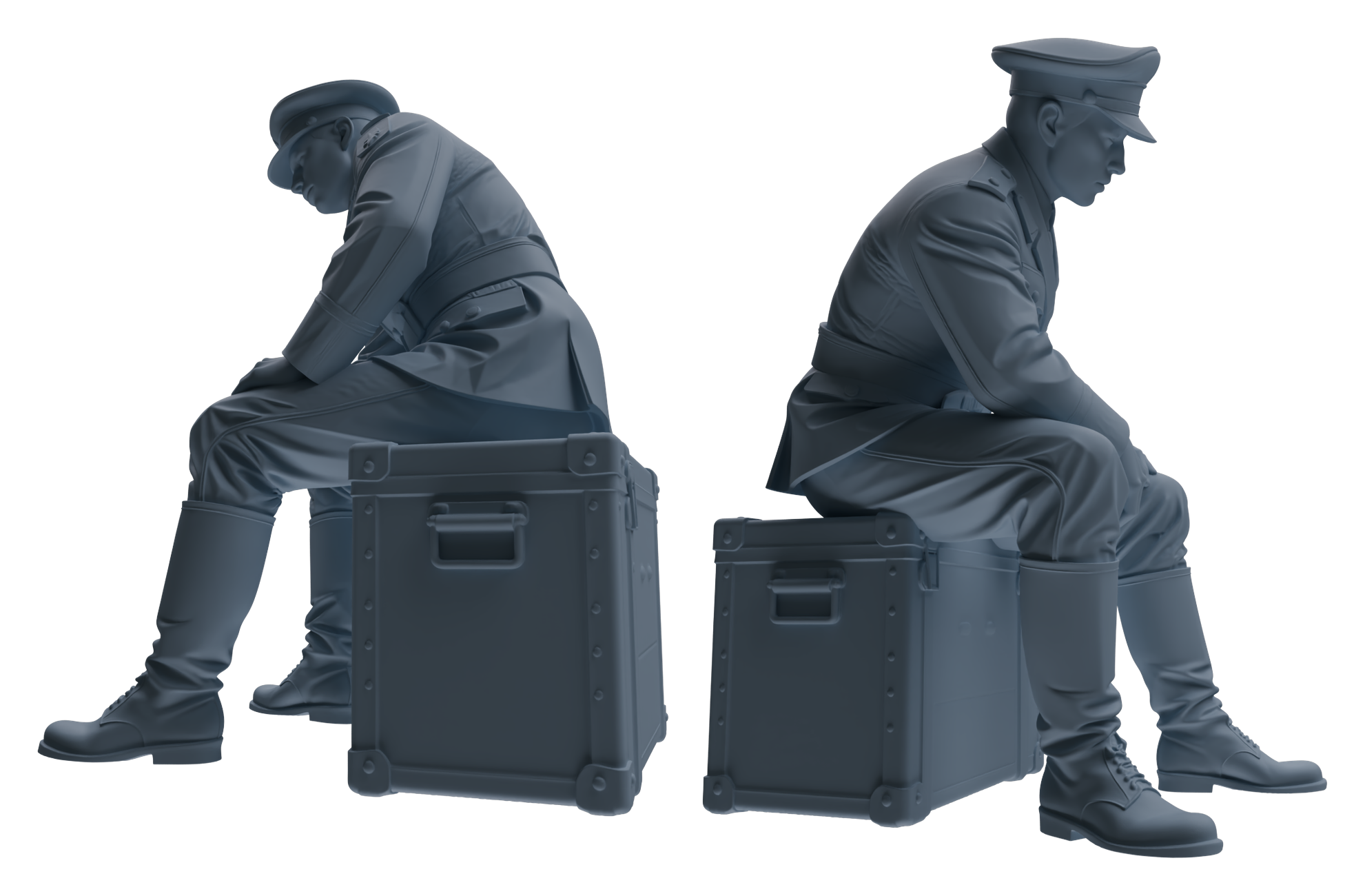Detail view of MRY-SFW LYGR587 WWII French Army Seven-Person Rest Group Model