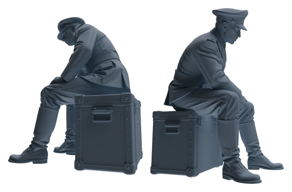 Detail view of MRY-SFW LYGR587 WWII French Army Seven-Person Rest Group Model