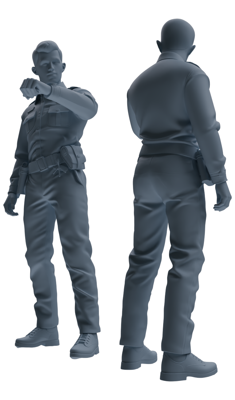 Detail view of MRY-SFW LYGR676 Los Angeles Patrol Police Seven-Person Daily Routine 3 Model