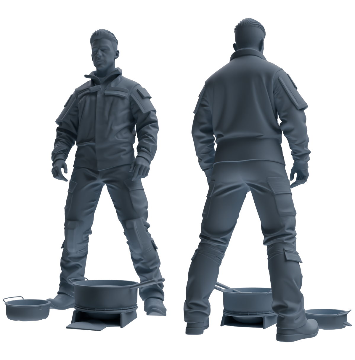 Detail view of MRY-SFW LYGR686 Modern U.S. Military Seven-Person Eating Group Model
