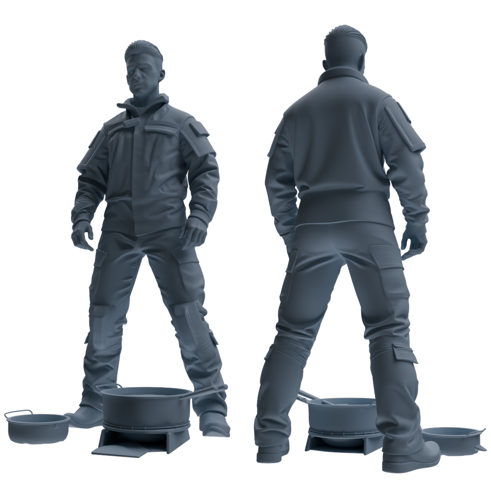 Detail view of MRY-SFW LYGR686 Modern U.S. Military Seven-Person Eating Group Model